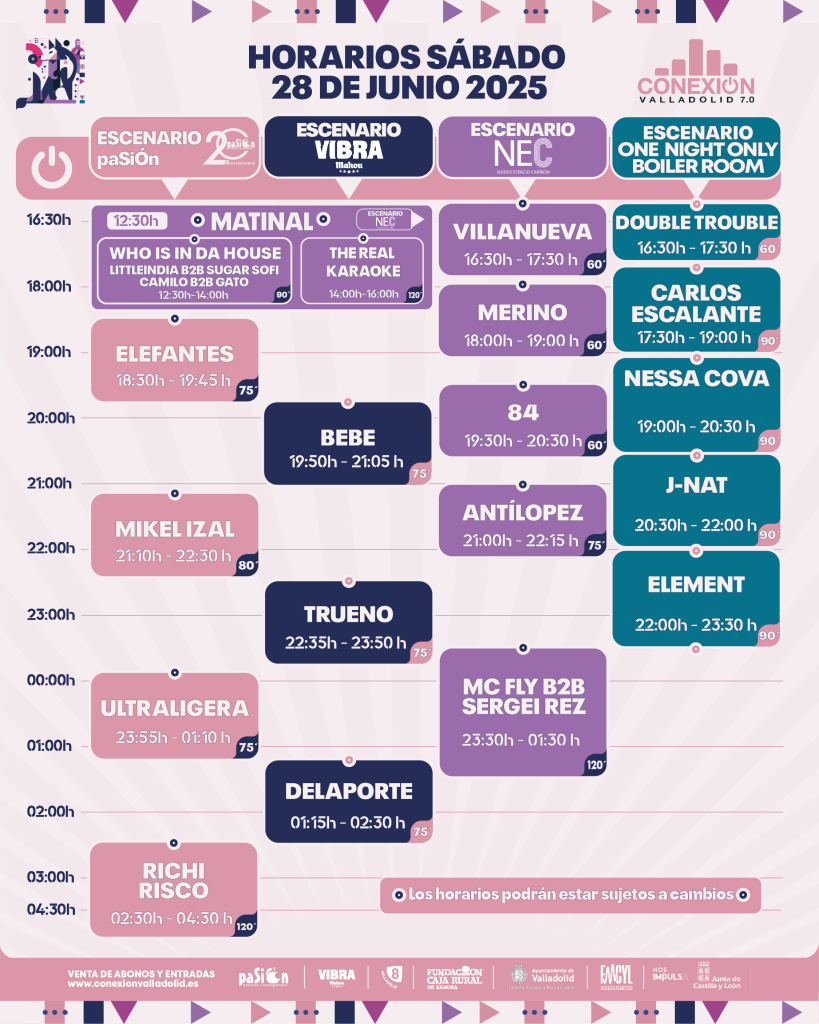 Horarios sábado conexión valladolid 2025
